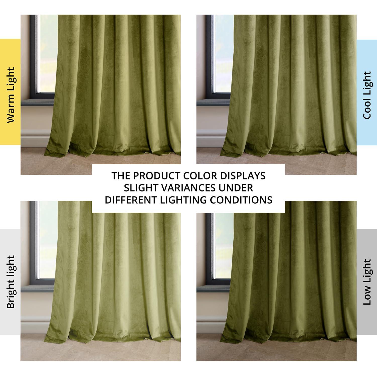 HPD Half Price Drapes Retro Green Heritage Plush Velvet Room Darkening Curtains for Bedroom & Living Room Curtains (1 Panel), Window Curtains 84 inches long, Rod Pocket Curtains & Drapes, 50W X 84L