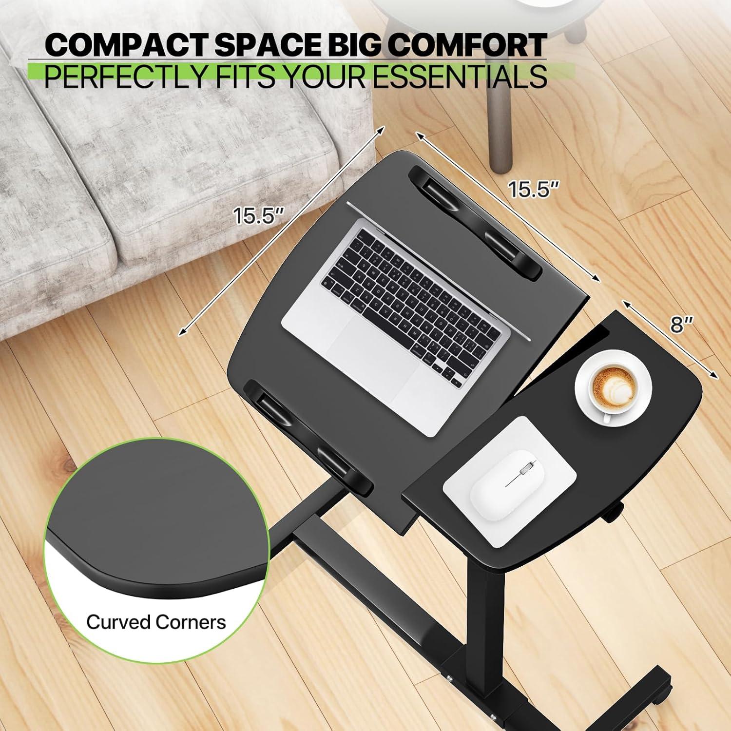 Bring Home Furniture Lifting Computer Desk, Multifunctional Standing Table, Laptop Cart with Mouse Pad for Small Spaces