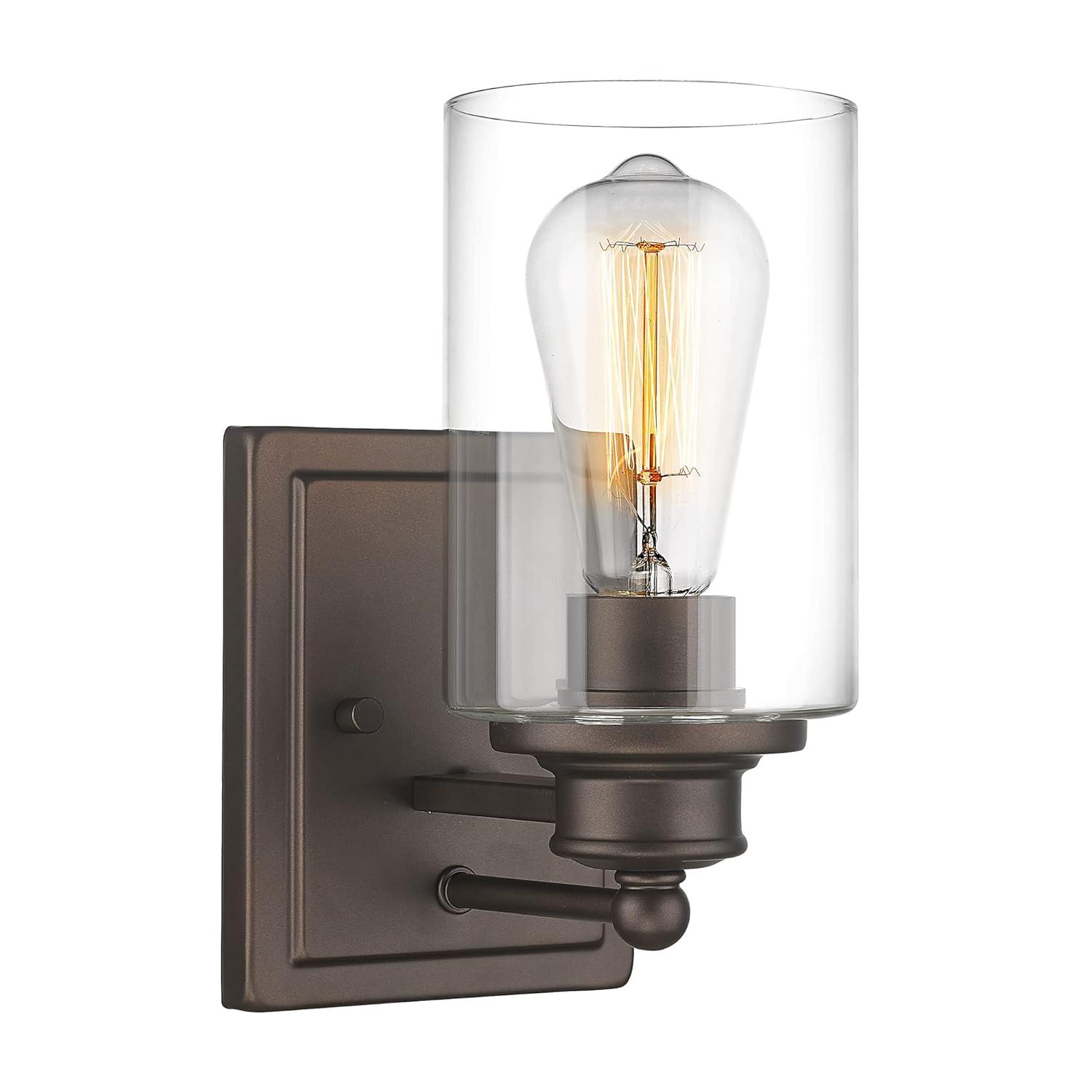 Bathroom Vanity Light, HWH 1 Light Wall Sconce Lamp Over Mirror, Farmhouse Wall Vanity Lighting in Oil-Rubbed Bronze Finish, 5HLT63B ORB