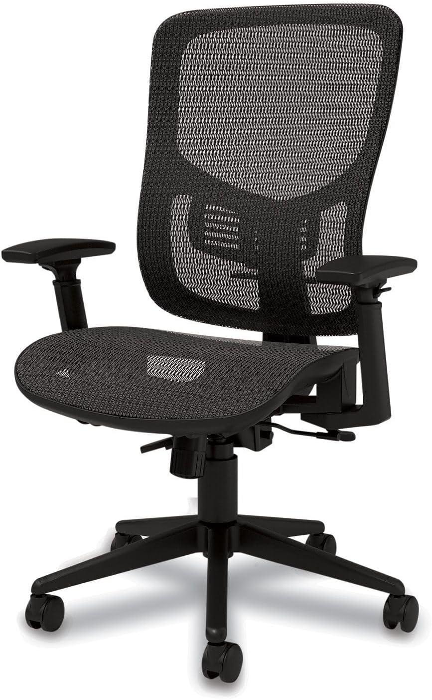 Alera Hollins Ergonomic Mesh Swivel Task Chair, Supports Up to 275 lb, 18.57 to 22.54 Seat Height, Black Seat/Back, Black Base