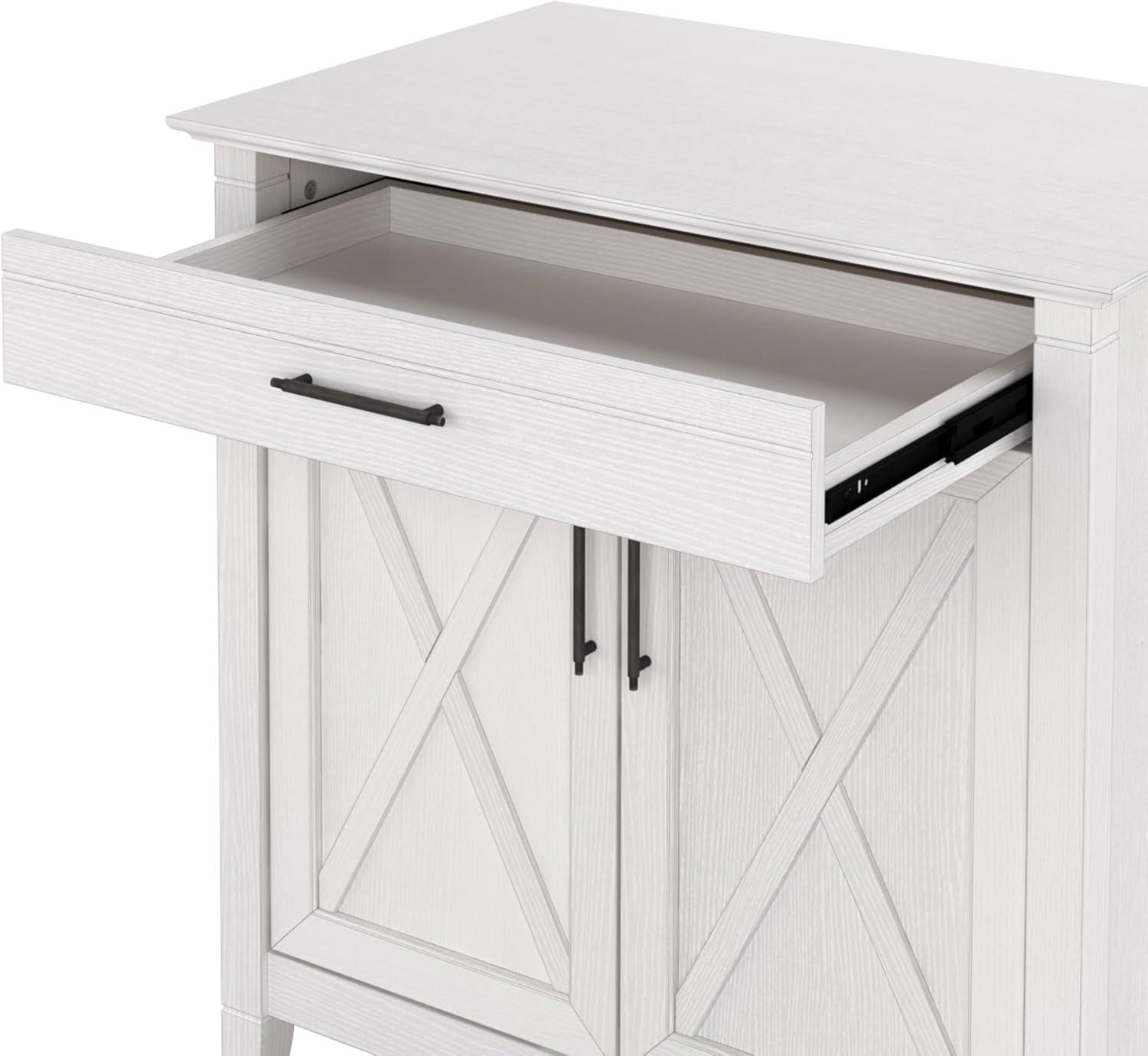 Bush Furniture Key West Secretary Desk with Storage, Pure White Oak