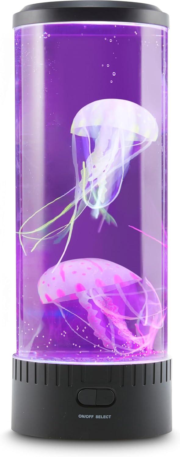 Lumina Black Cylinder Jellyfish Mood Lamp with LED Lights