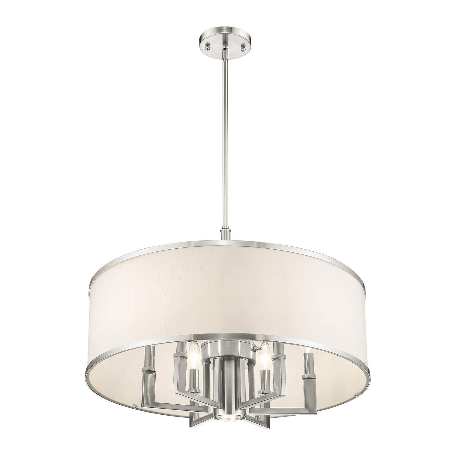 Livex Lighting Park Ridge 24" 7-Light Metal/Fabric Chandelier in Brushed Nickel