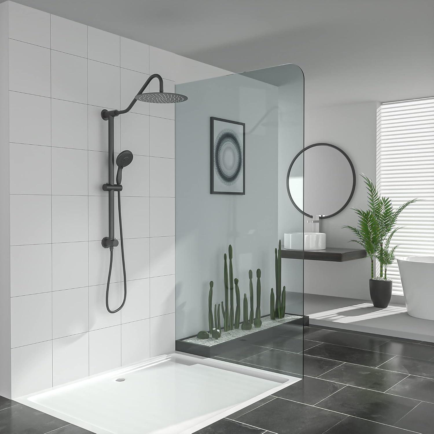 Matte Black Stainless Steel Rain Shower System with Handheld