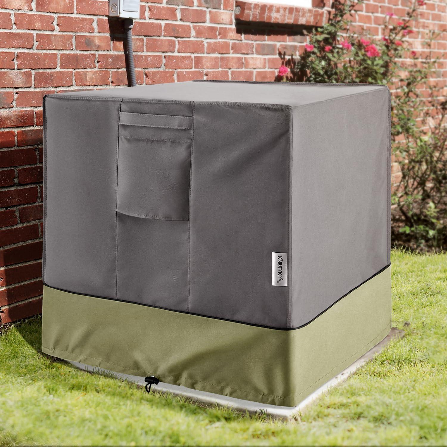 Gray and Beige Water-Resistant Polyester Air Conditioner Cover