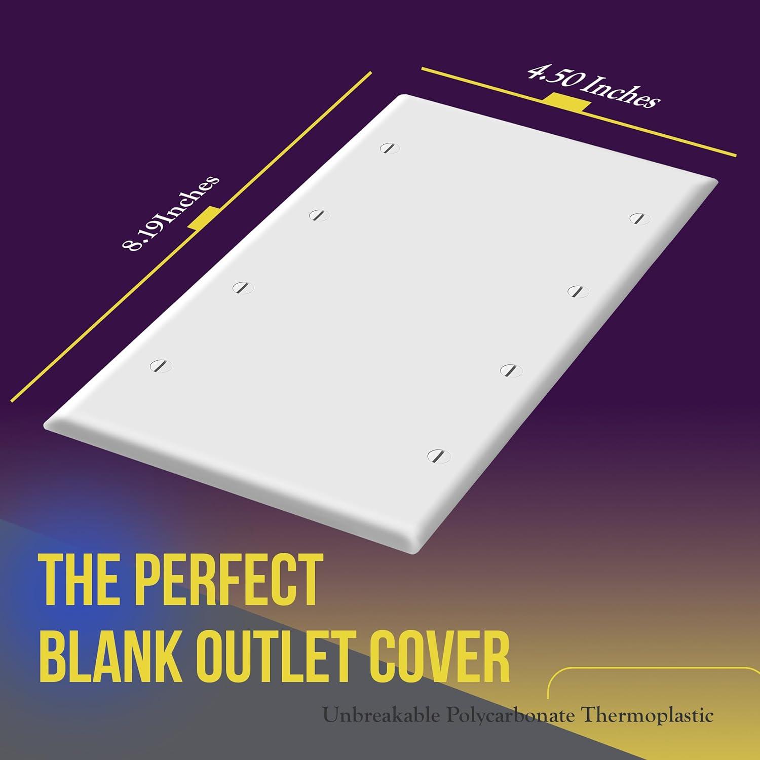 ENERLITES Blank Device Cover Wall Plate, Size 4-Gang 4.50" x 8.19", Unbreakable Polycarbonate Thermoplastic, 8804-W, White