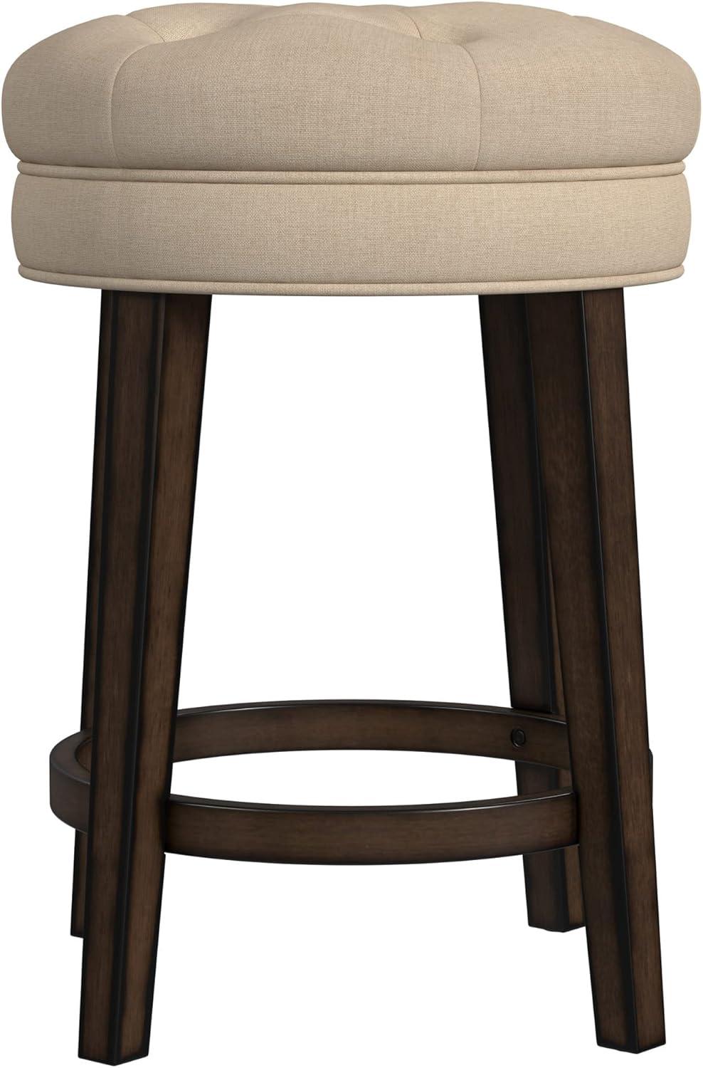 Krauss Backless Counter Height Barstool: Linen Upholstery, Charcoal Wood Frame - Hillsdale Furniture