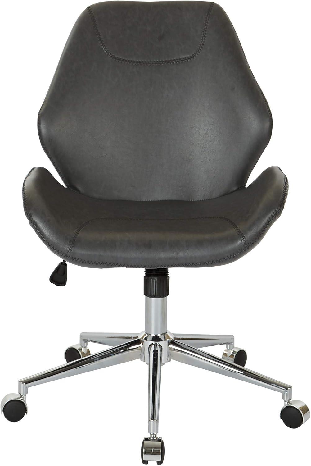 OSP Home Furnishings Chatsworth Office Chair in Black Faux Leather with Chrome Base