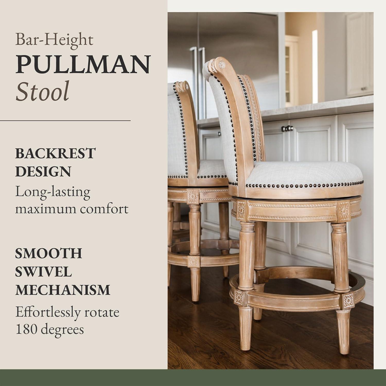 Maven Lane Pullman Swivel Upholstered Kitchen Stool, Set of 3