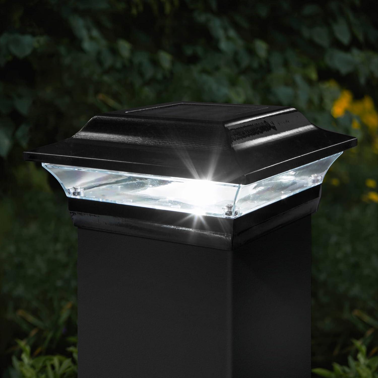 Classy Caps Sl214 Imperial 7" Wide Led Solar Post Cap Light That Fits 5" X 5" Post - Black