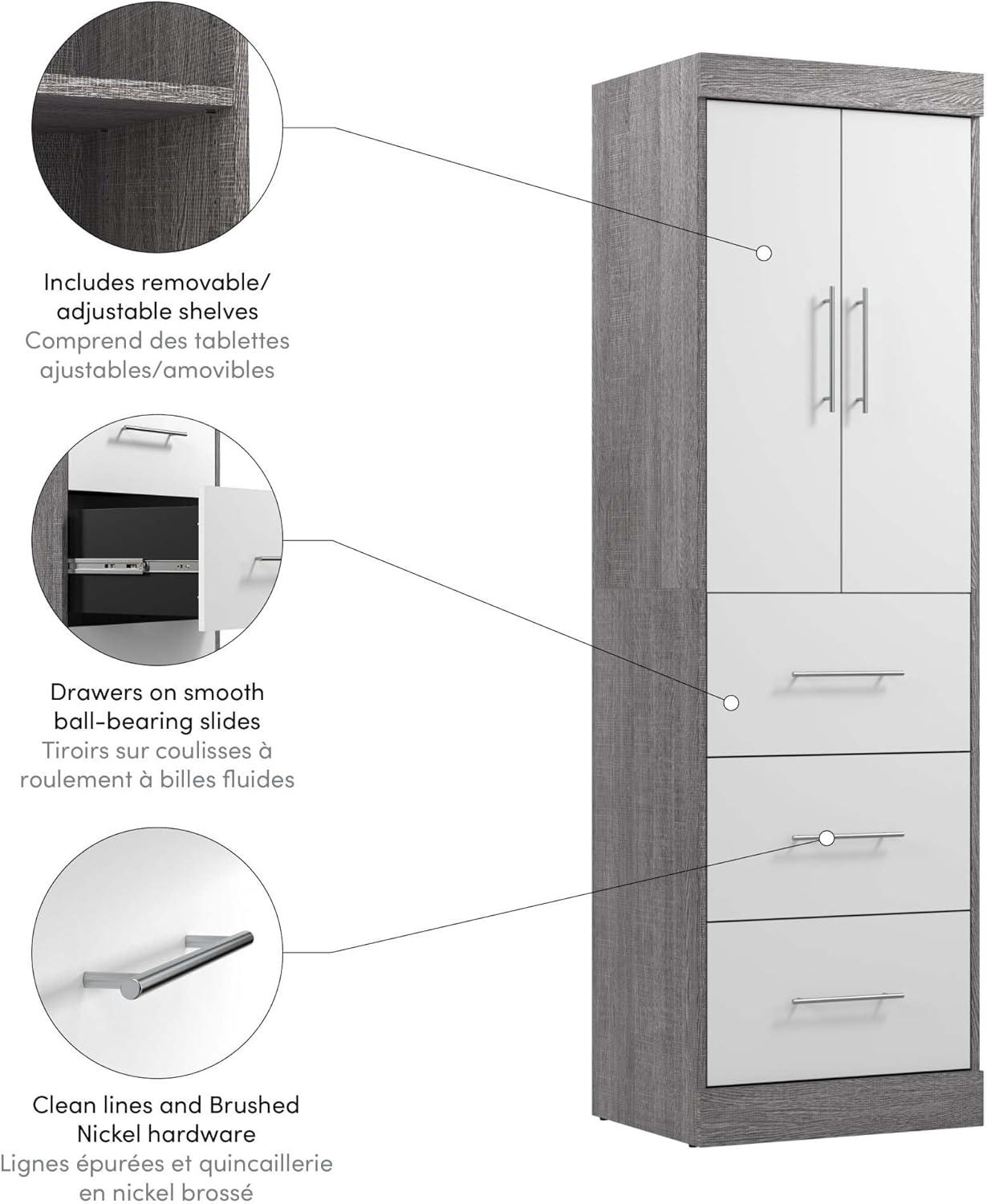 Bestar Nebula 25W Engineered Wood Storage Unit with 3 Drawer in Bark Gray