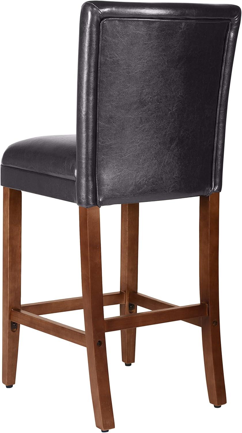 Luxury 29" Brown Faux Leather Barstool with Wood Legs