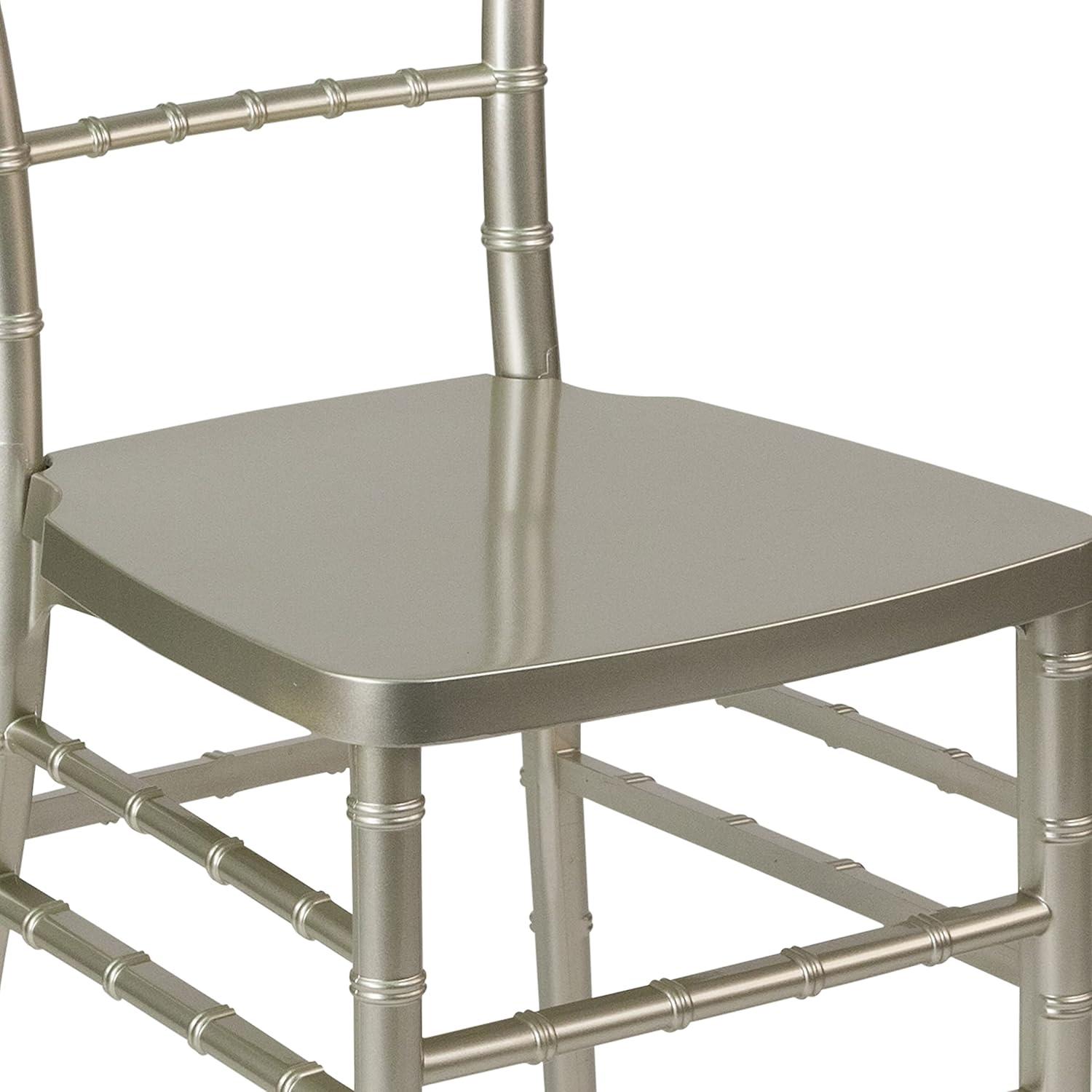 Silver Plastic Armless Chiavari Stacking Chair