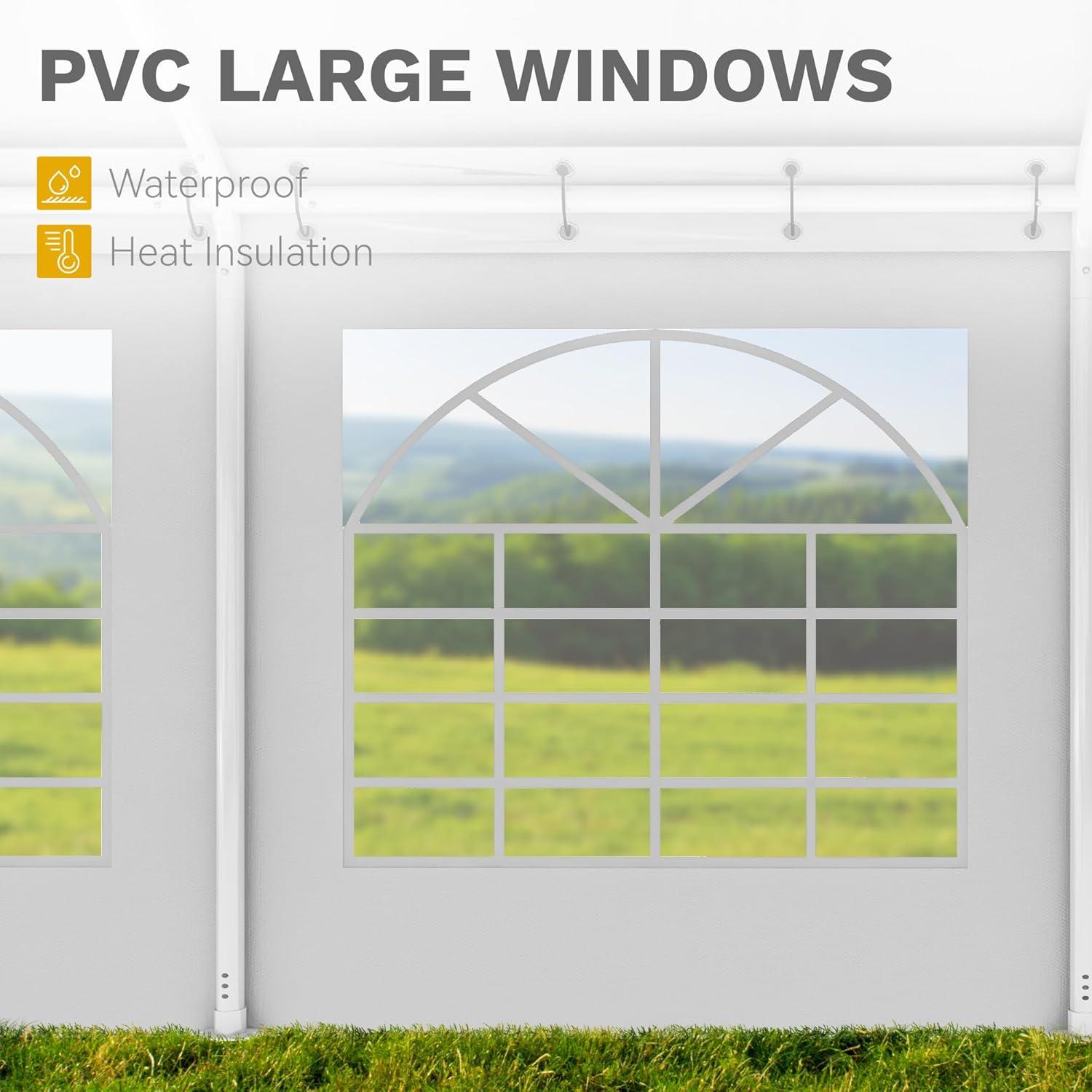 Dextrus 16x32FT Party Tent Heavy Duty PVC Wedding Event Shelters White Upgraded Galvanized Ripple Canopy with Large Roof Removable Sidewalls & 3 Storage Bags 600D Oxford Commercial