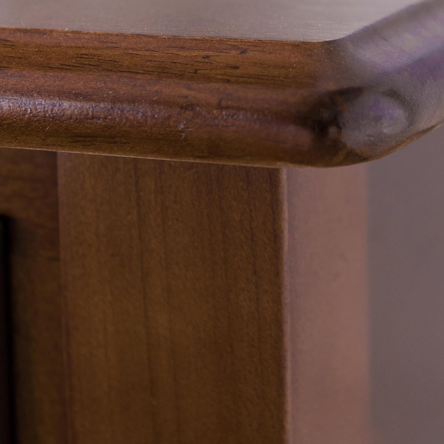 Coastal Pecan Silky Finish Narrow Chairside Table with Storage