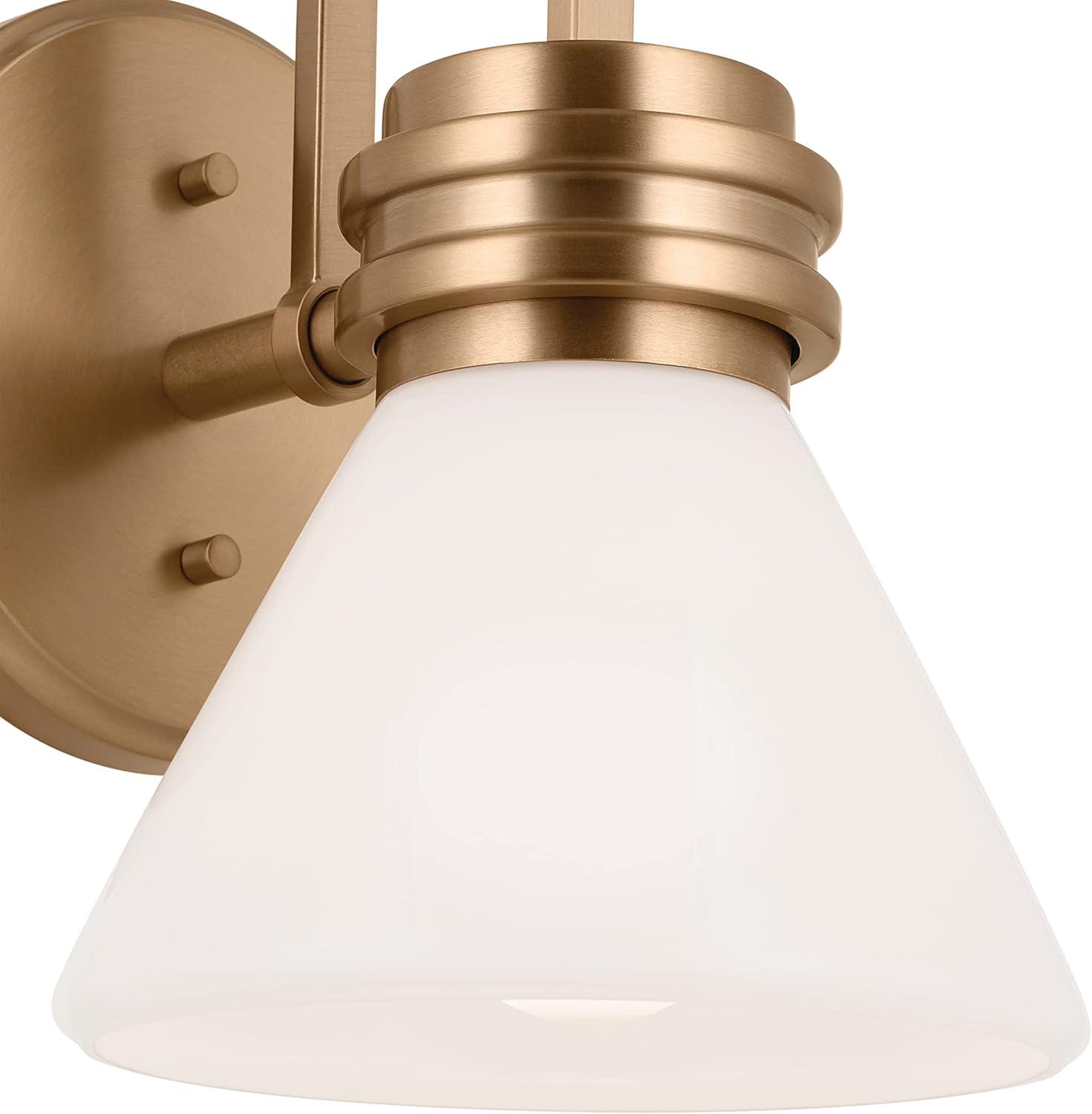 Champagne Bronze 1-Light Wall Sconce with Opal Glass Shade