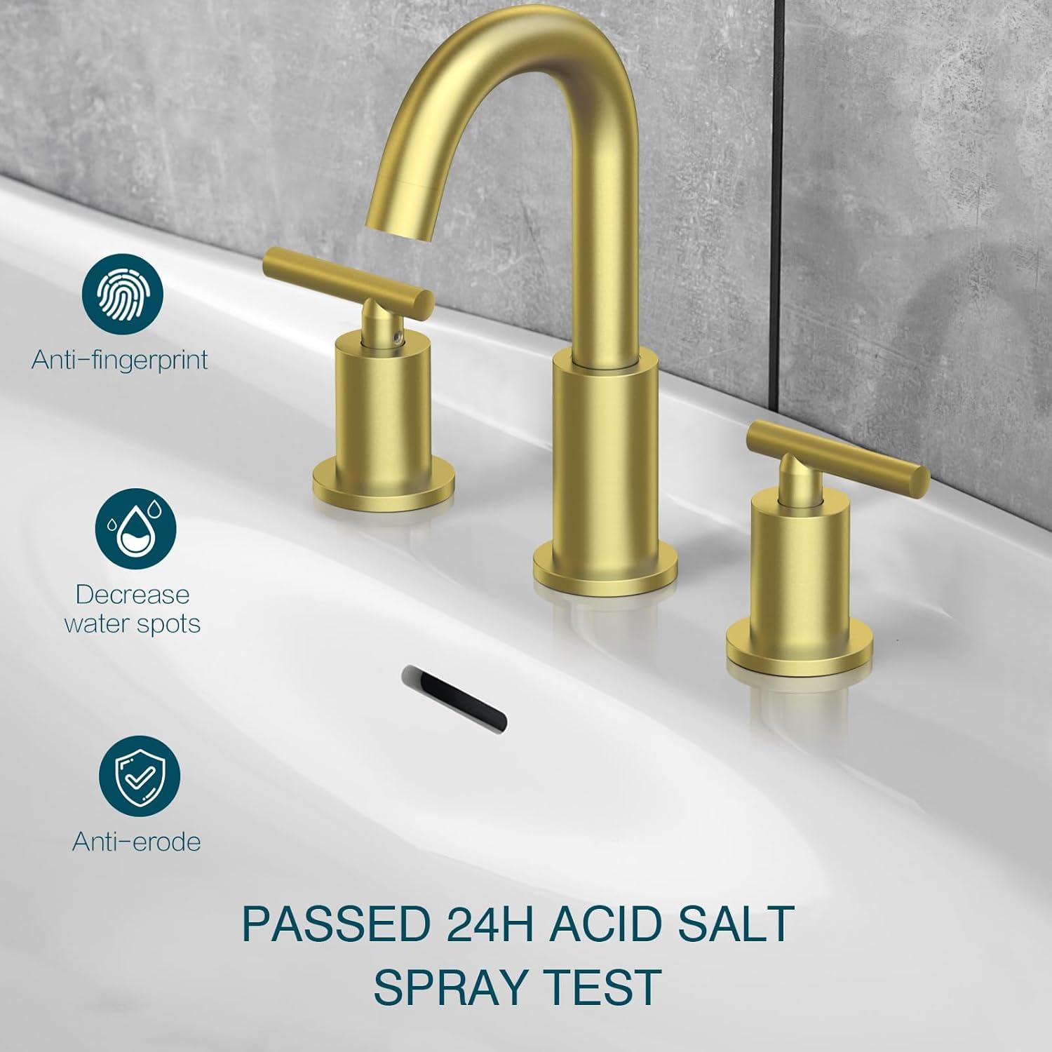 Brushed Gold Brass 2-Handle Widespread Bathroom Faucet Set