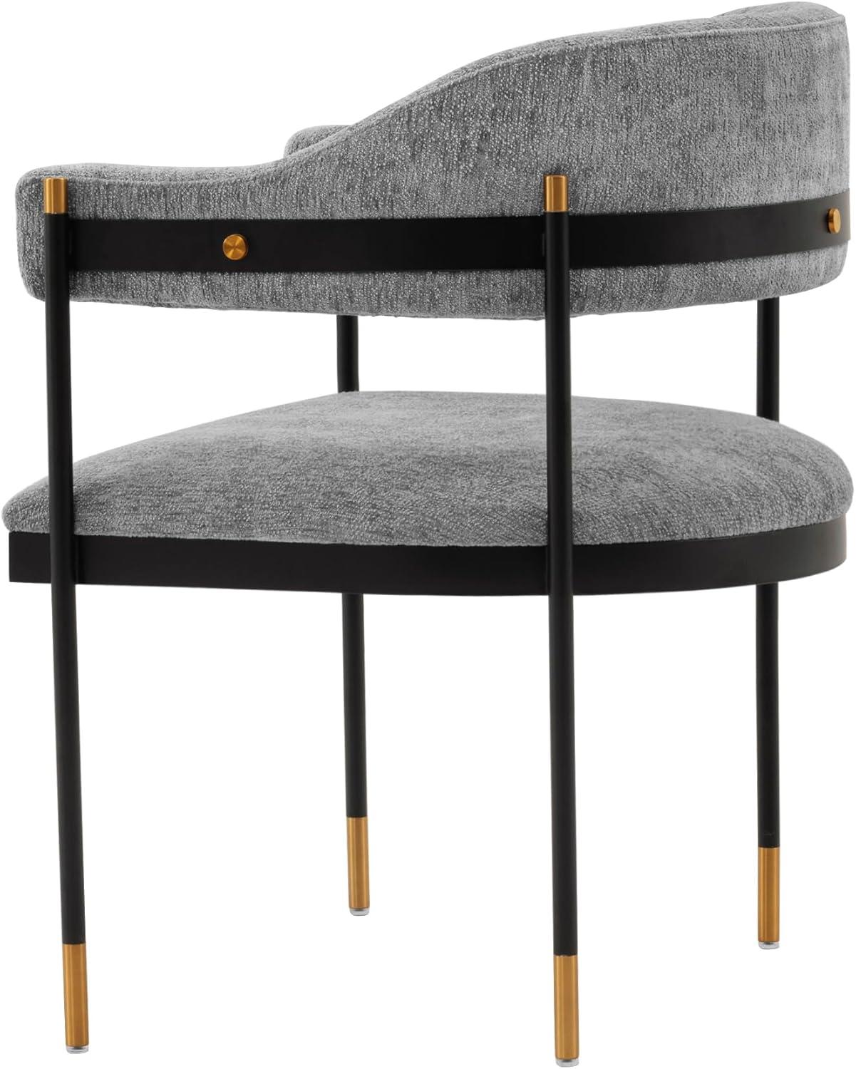 Lia Modern Boucle Upholstered Dining Armchair Gray - Manhattan Comfort: Brushed Gold Accents, No Assembly Required