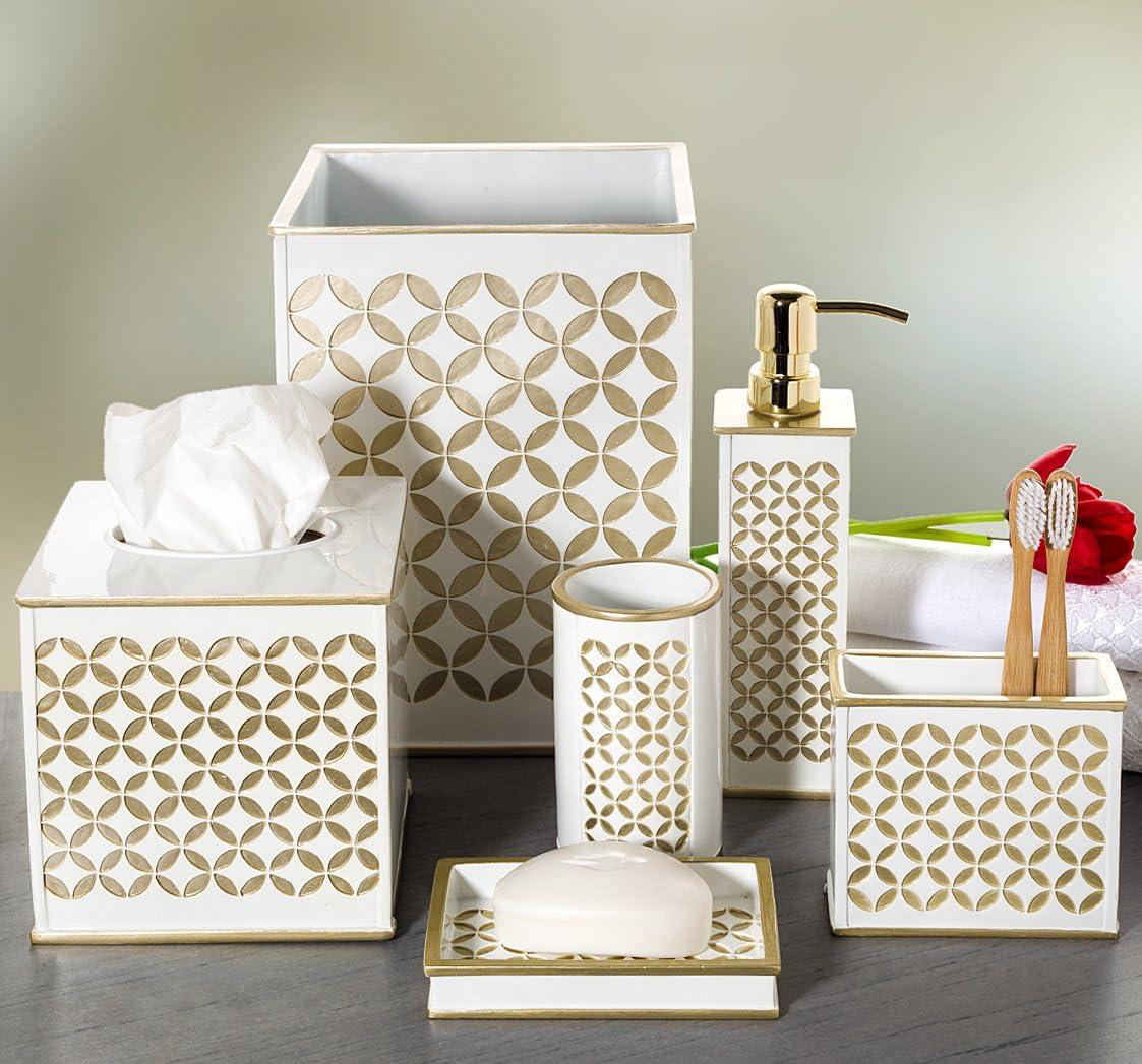 Creative Scents Diamond Lattice White Bathroom Accessories Set