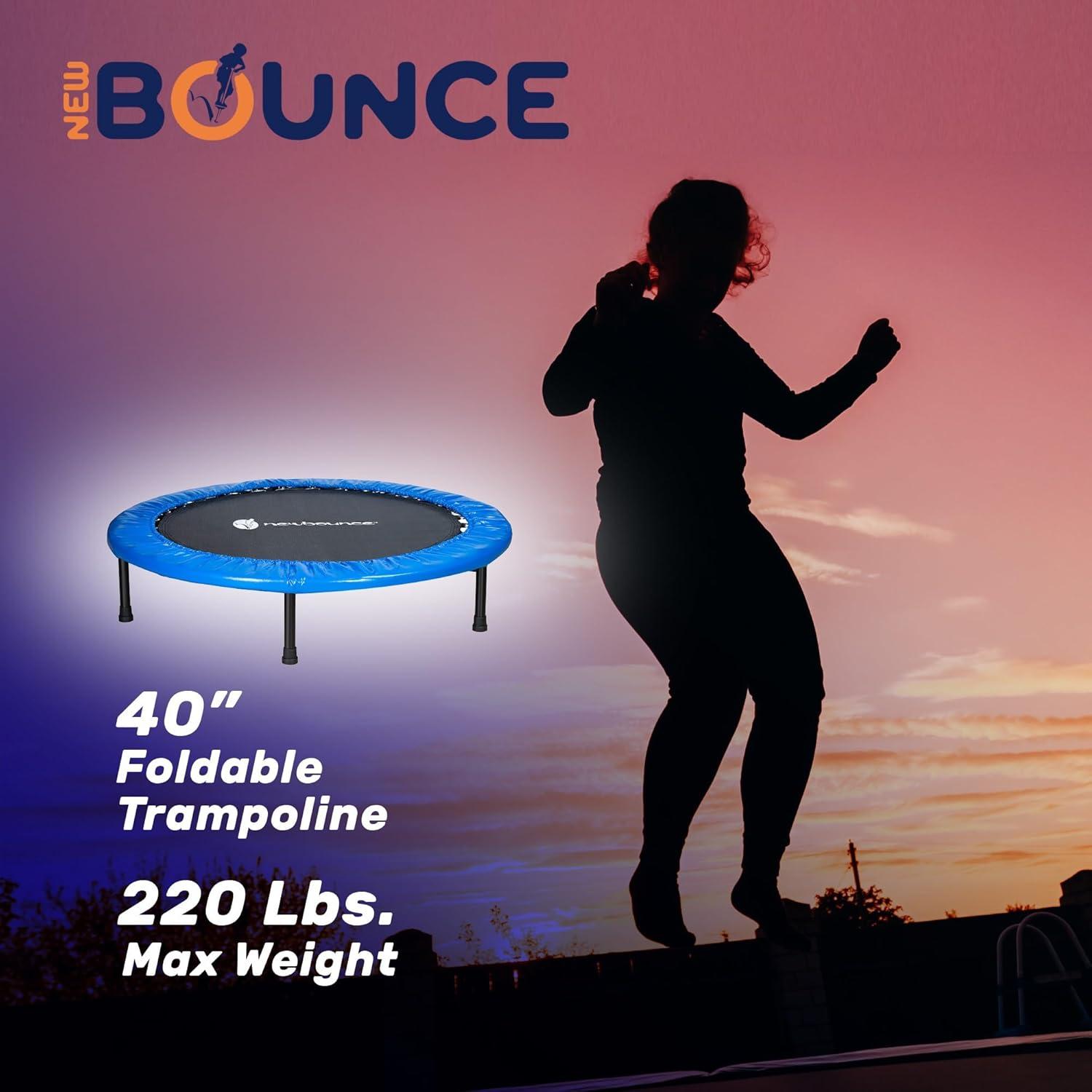 New Bounce New Bounce Mini Trampoline - Foldable Trampoline for Children and Adults - Holds Up to 220 Lbs