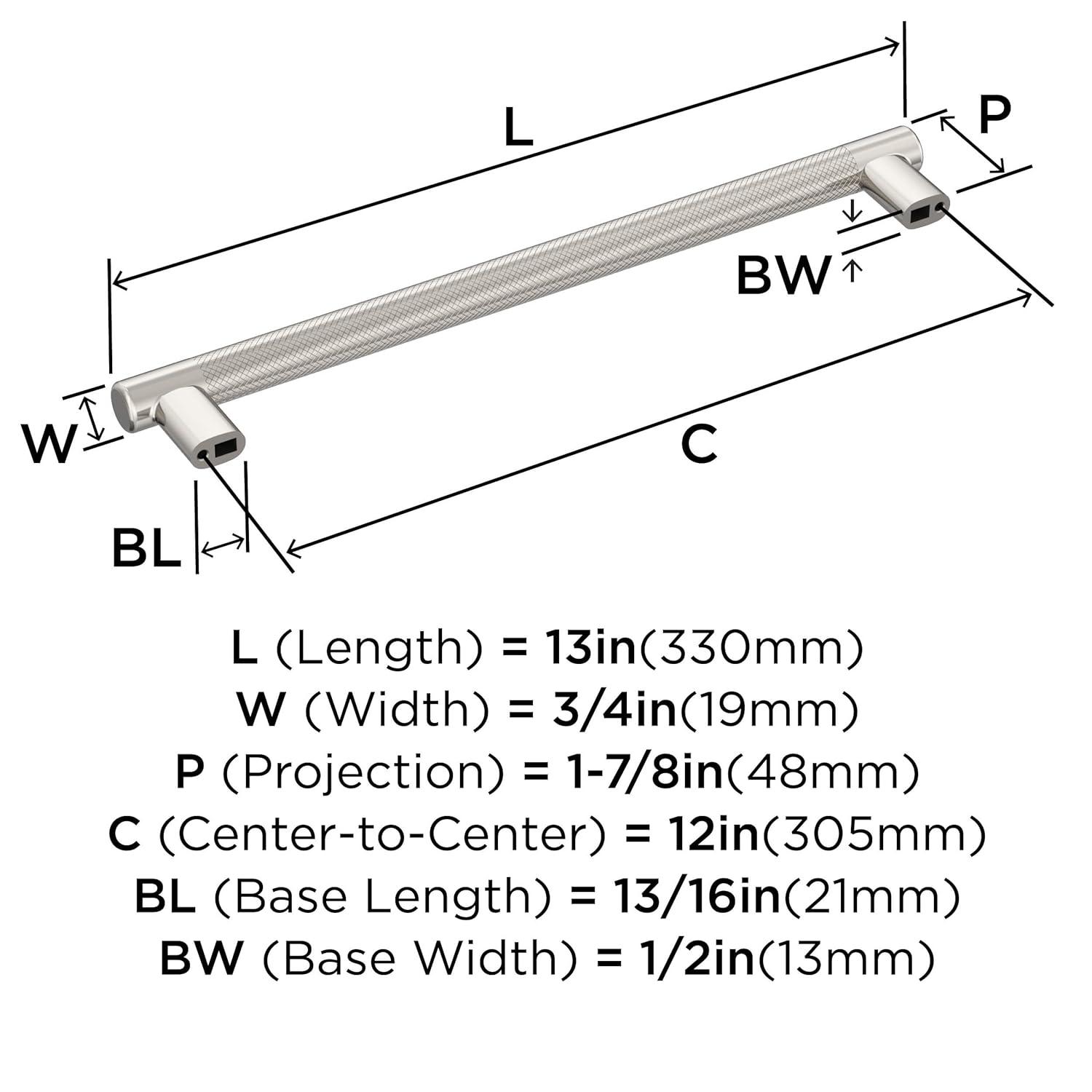 Amerock Bronx 12 inch (305mm) Center-to-Center Polished Nickel Appliance Pull