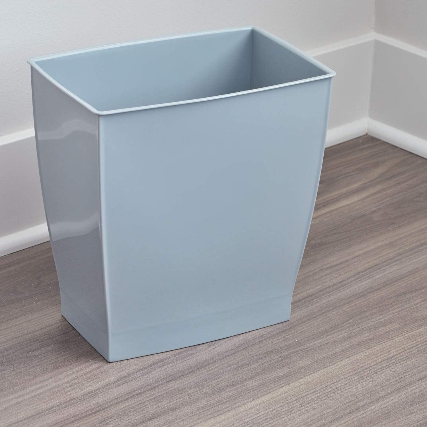 iDesign Mono Compact Gray Plastic Rectangular Wastebasket