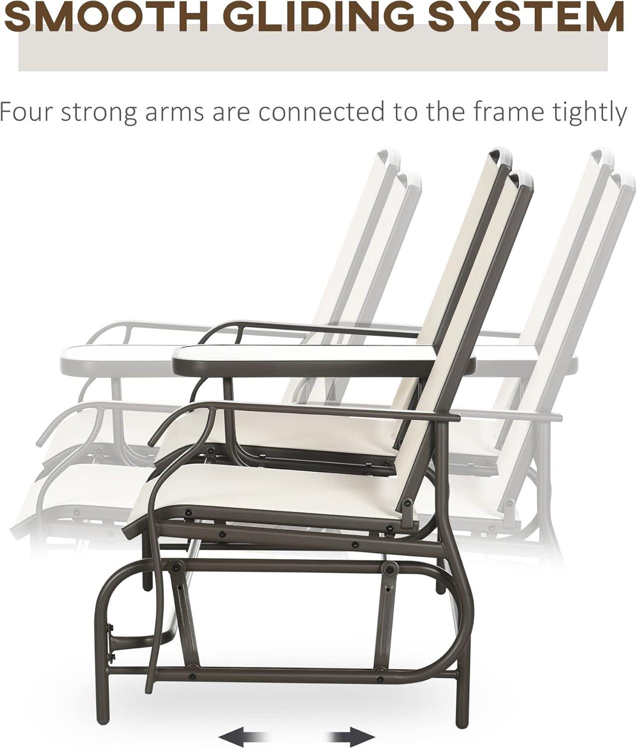 YYAo Outdoor Swing Rocker Glider Chair, Rocking Lounge Chair,Outdoor Glider Bench with Center Table,Patio Loveseat with Armrests, Beige