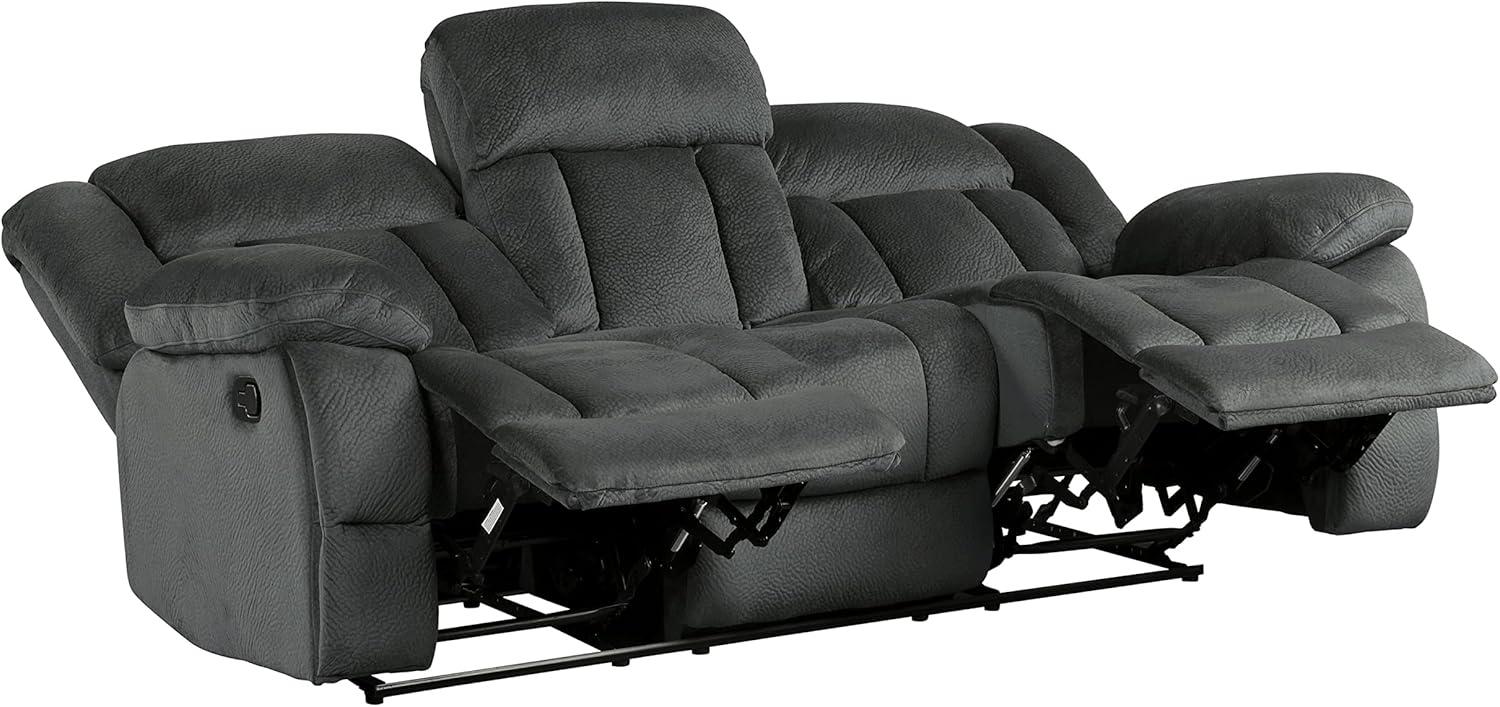 Lexicon Laurelton 90" Traditional Microfiber Double Reclining Sofa in Charcoal