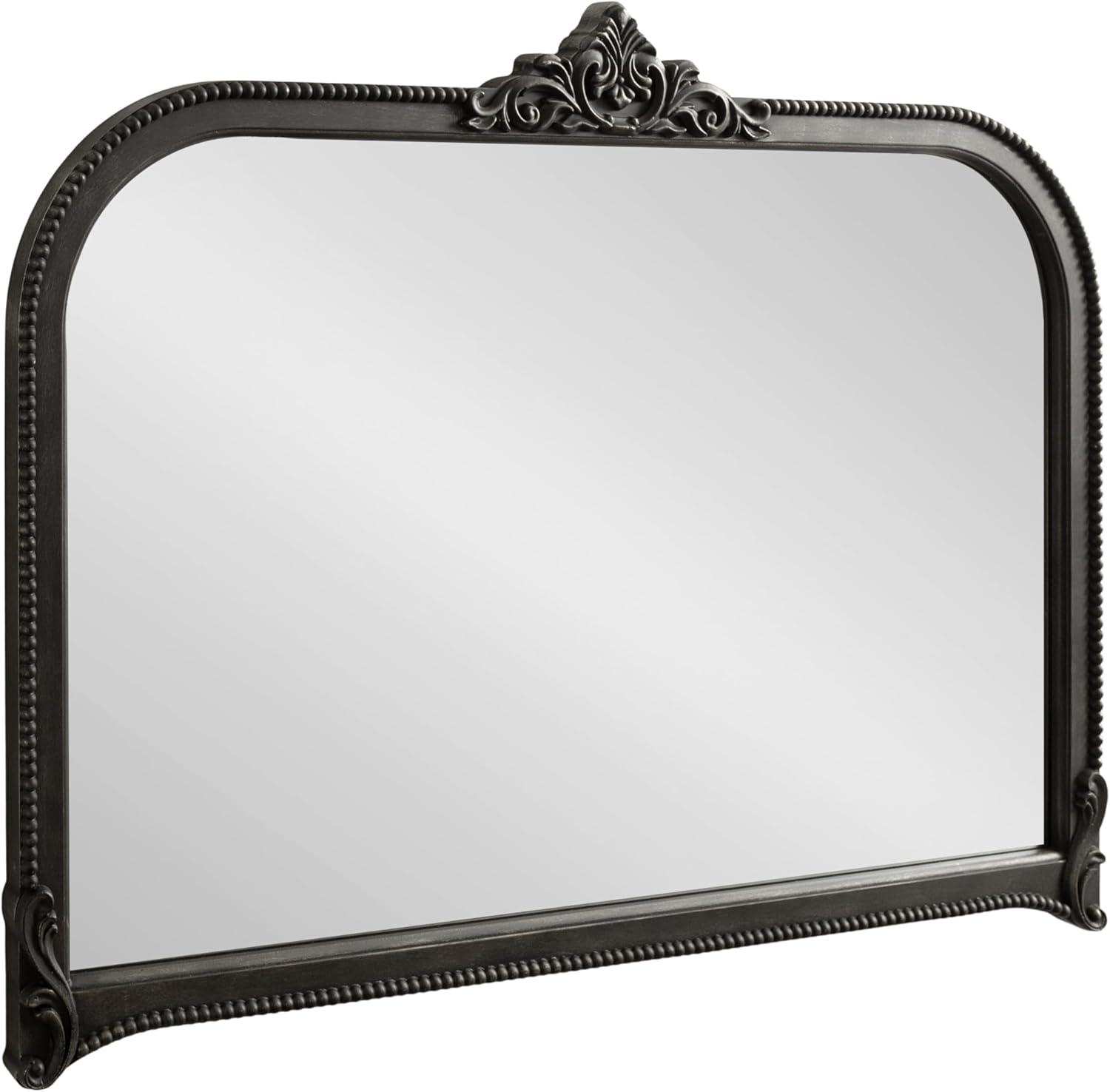 Hubanks Black Baroque-Inspired Arched Wall Mirror 40" x 30"