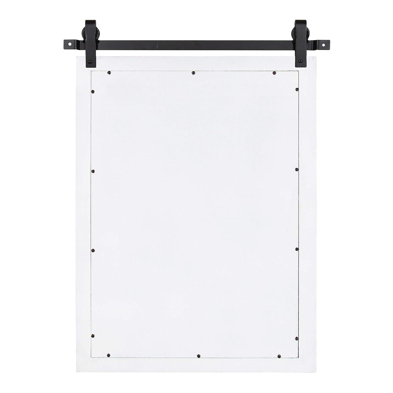 Kate and Laurel Cates Farmhouse Wood Framed Wall Mirror, 18 x 26, White, Barn Door-Inspired Rustic Mirrors for Wall
