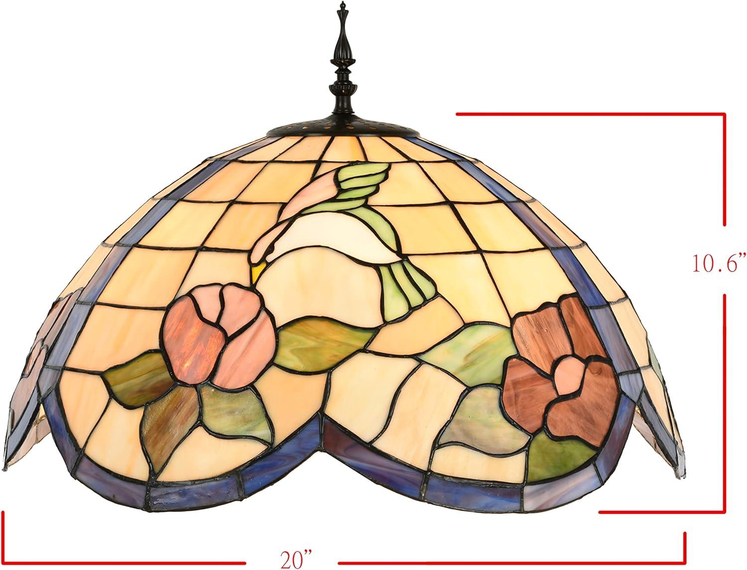 Tiffany Style Multicolor Stained Glass Floor Lamp with Bronze Base