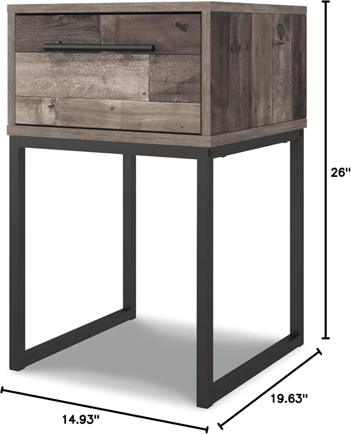 Neilsville Nightstand Black/Gray/Beige - Signature Design by Ashley: Canted Metal Legs, Rustic Finish