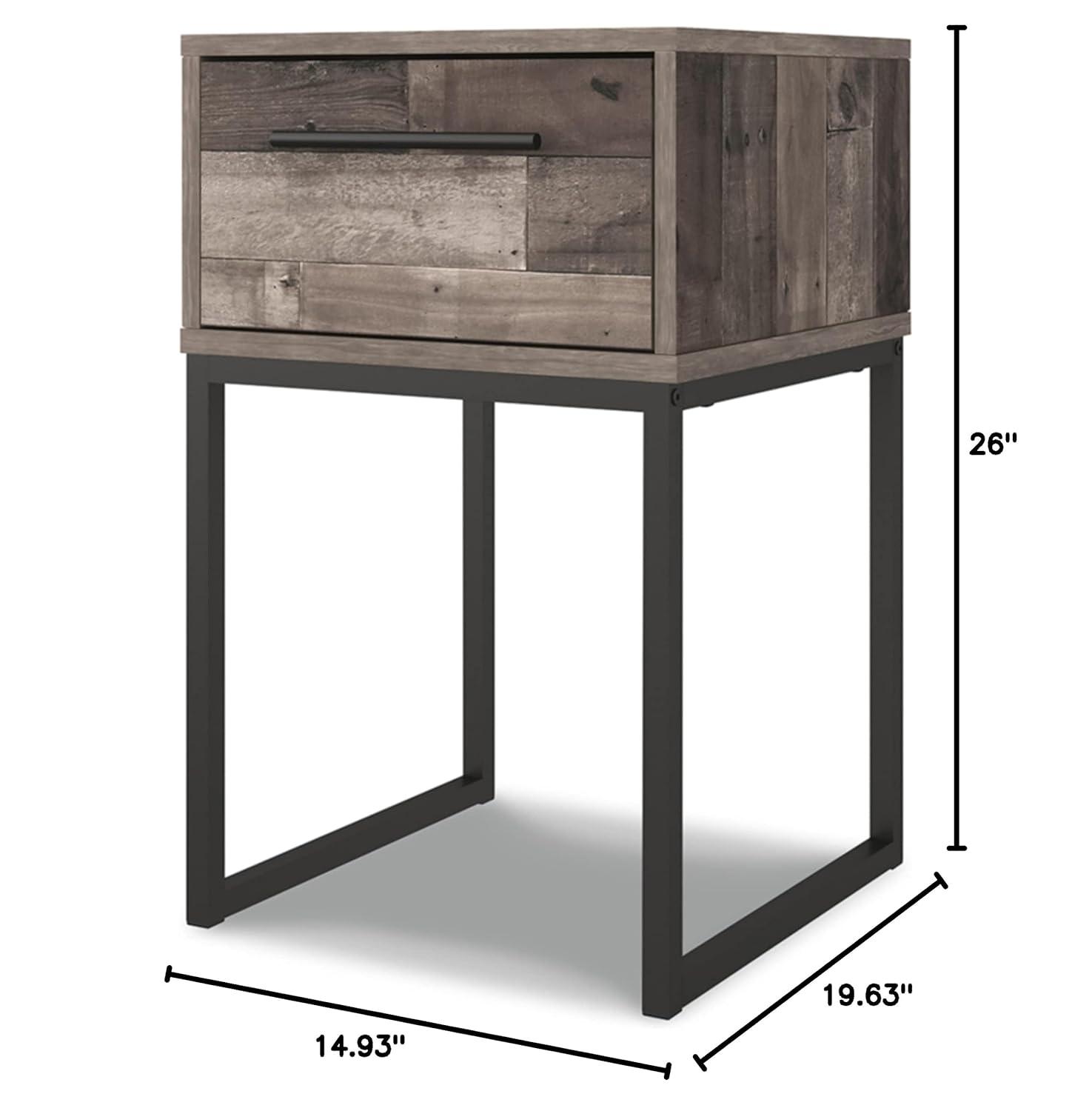 Neilsville Nightstand Black/Gray/Beige - Signature Design by Ashley: Canted Metal Legs, Rustic Finish