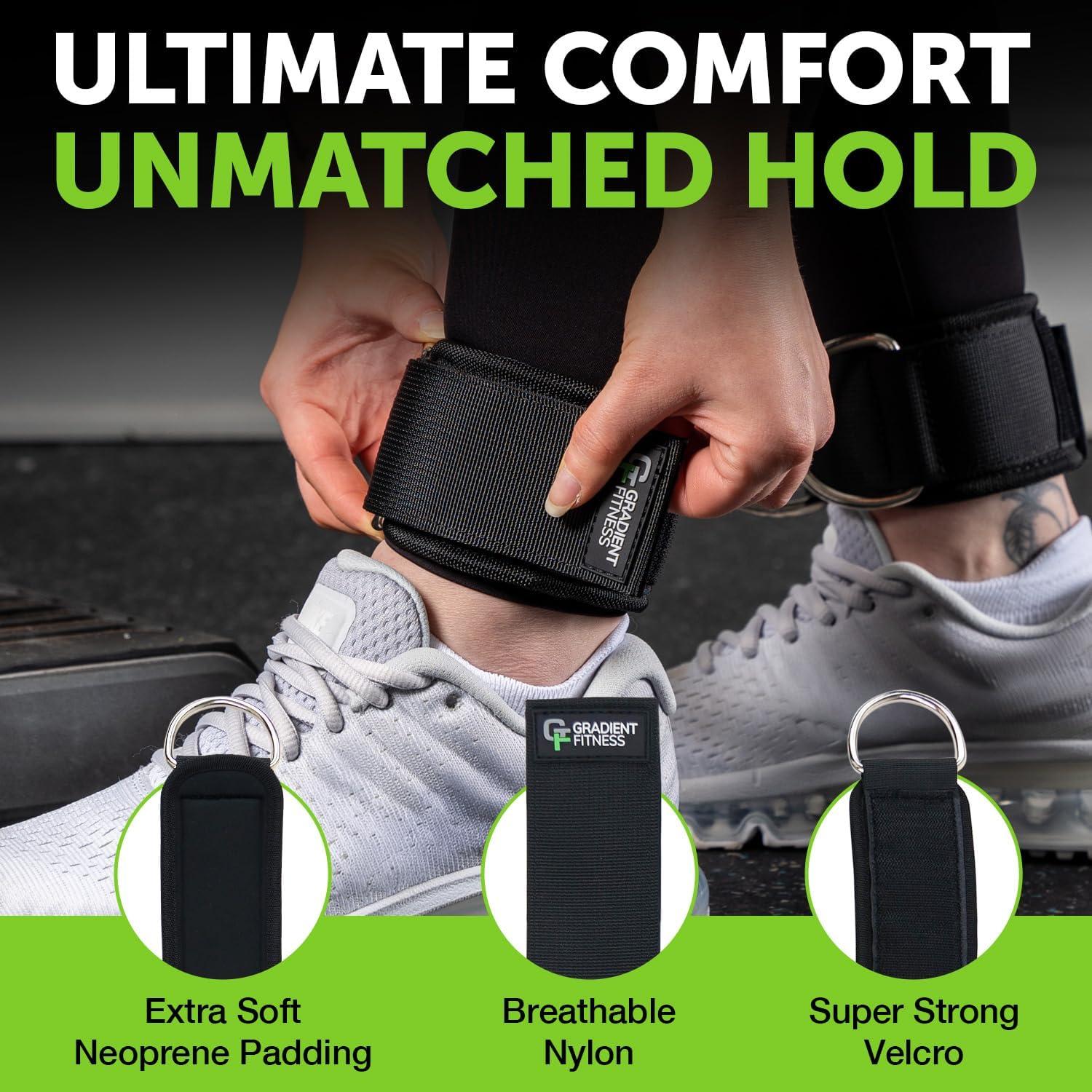 Black Neoprene Padded Ankle Straps with D-Rings