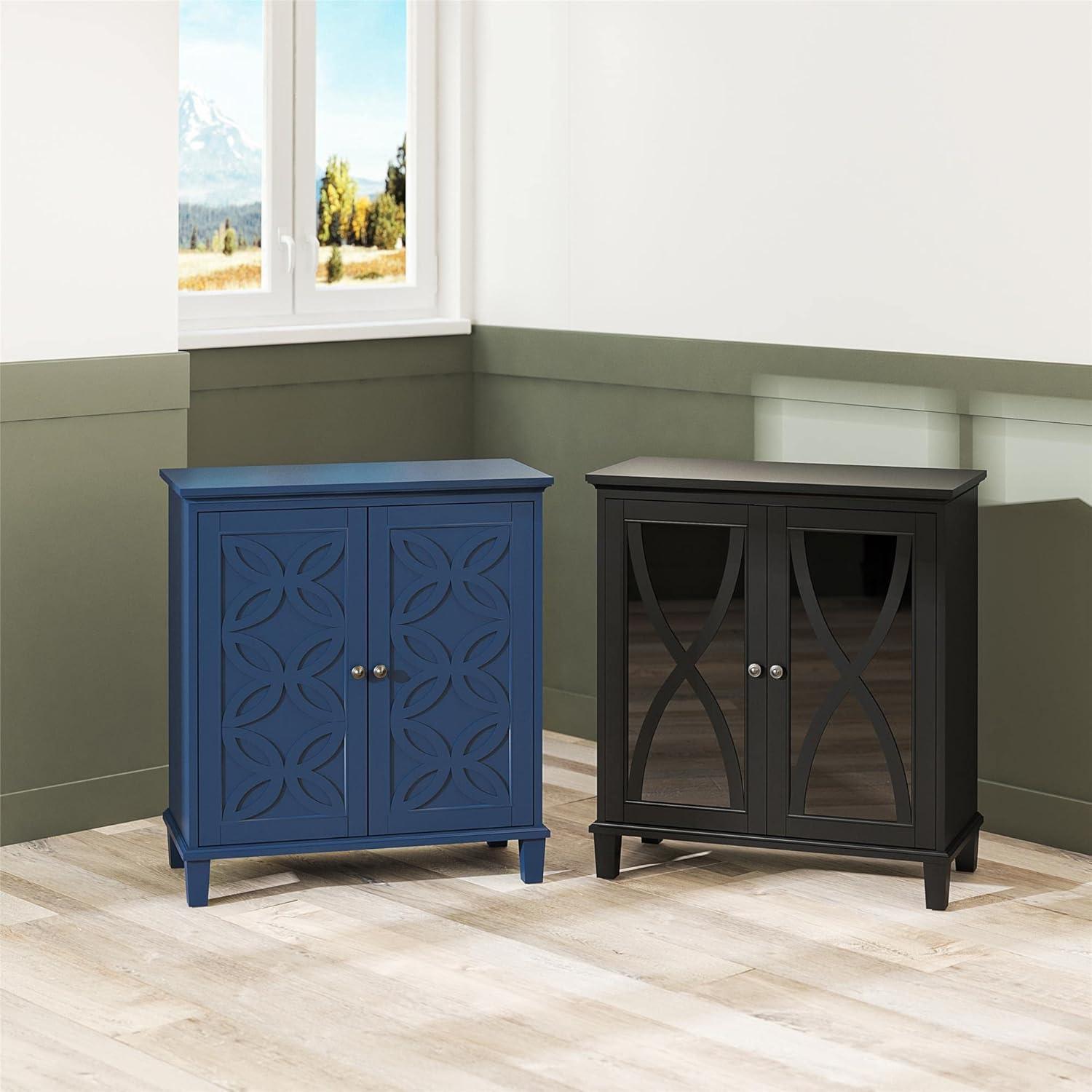 Celeste Accent Cabinet with Glass Doors, Black