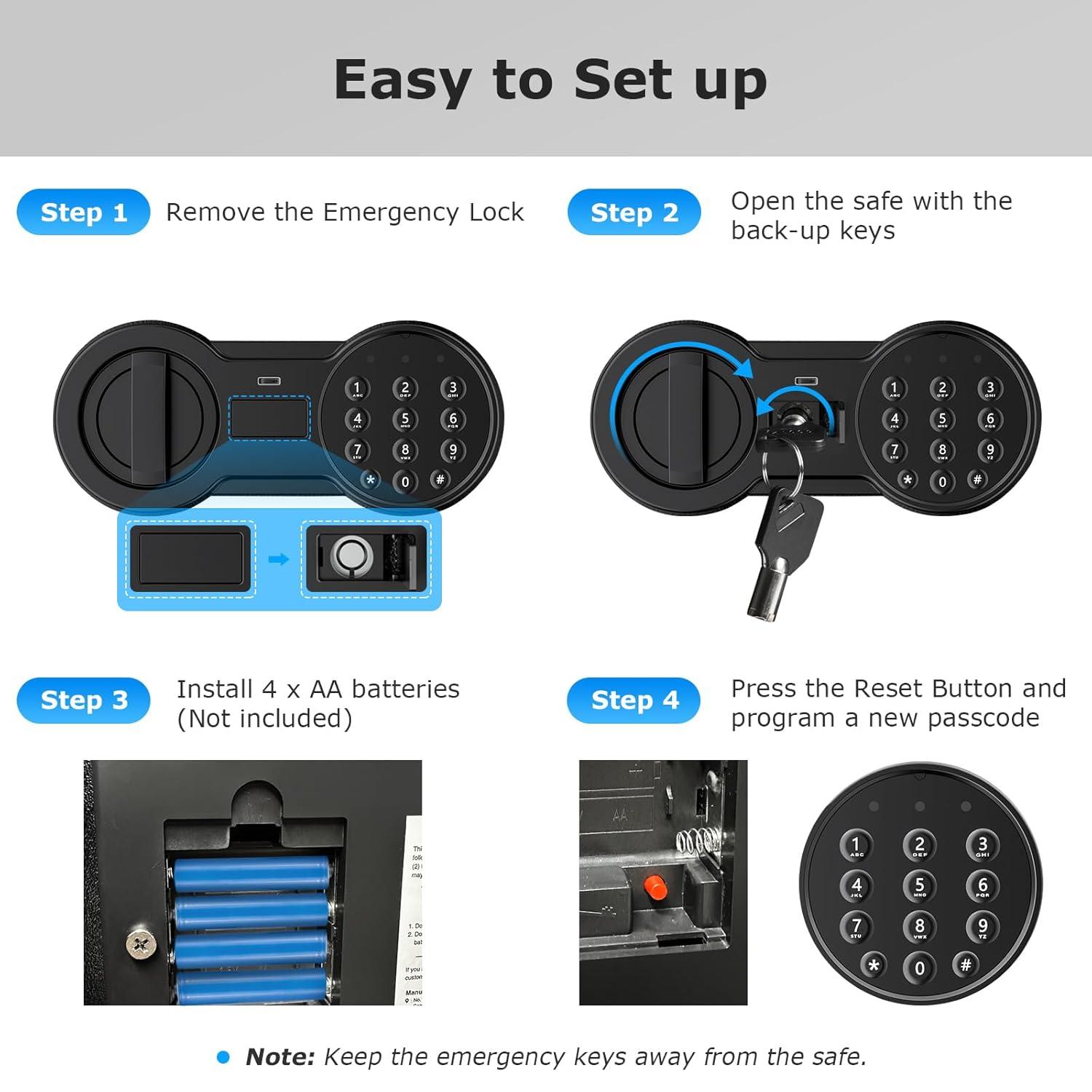 Bonsaii Security Safe Box with Money Bag, 1.28 Cubic Feet Large Document Safe Box for Home, Digital Keypad Lock, Removable Shelf for Money, Medicine, Valuables, 12.99 x 14.17 x 12.99 Inches