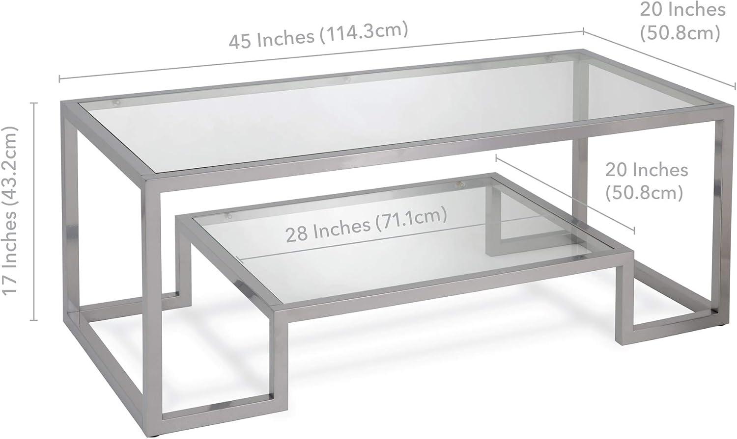 Evelyn&Zoe Athena 45" Wide Rectangular Coffee Table, Satin Nickel