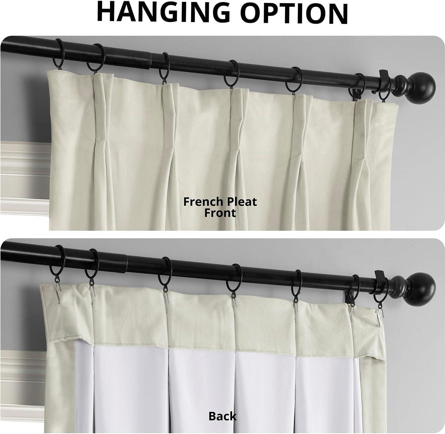 Half Price Drapes Porcelain White French Pleat Signature Velvet Blackout Curtains(1 Panel),50WX 108L
