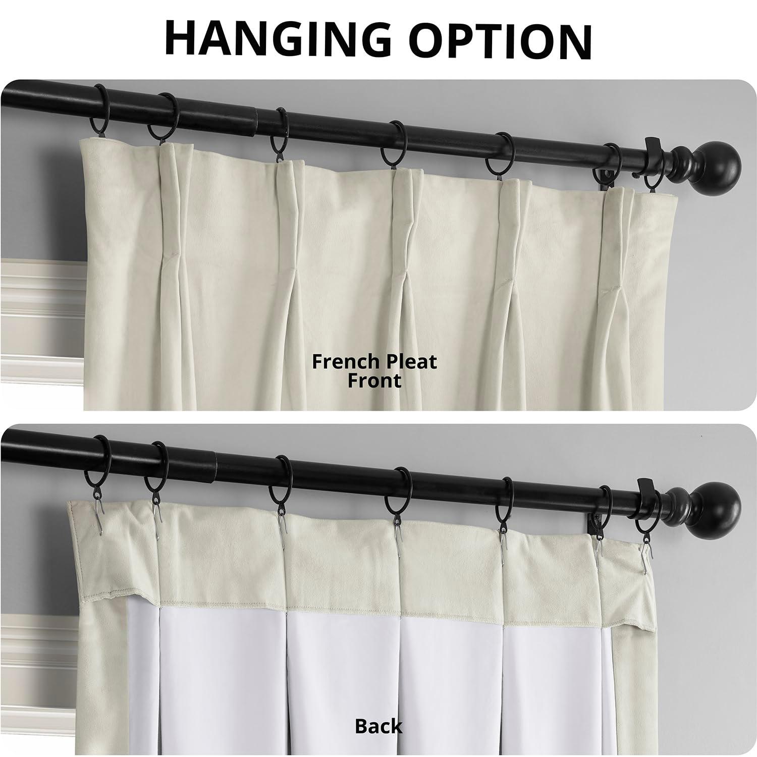 Half Price Drapes Porcelain White French Pleat Signature Velvet Blackout Curtains(1 Panel),50WX 108L