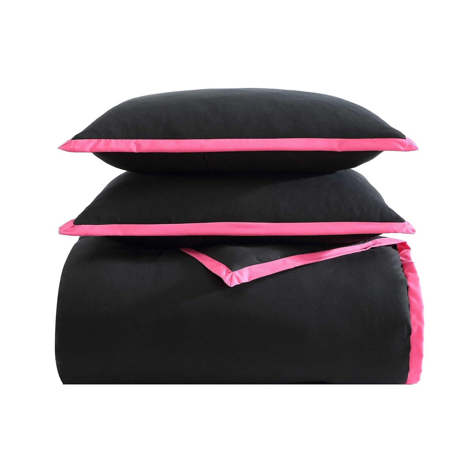 Betseyville Johnson Signature Hotel Solid Black King 4pc Comforter Sham Bonus Set