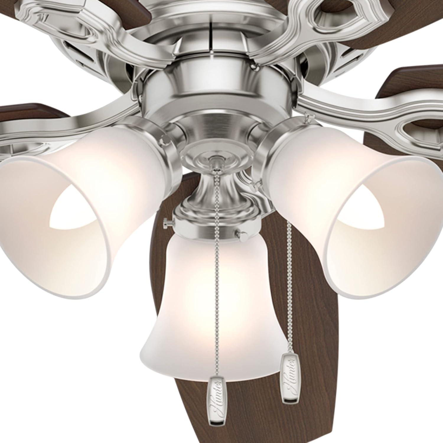 52" Builder Low Profile 5 - Blade Flush Mount Ceiling Fan with Pull Chain and Light Kit Included