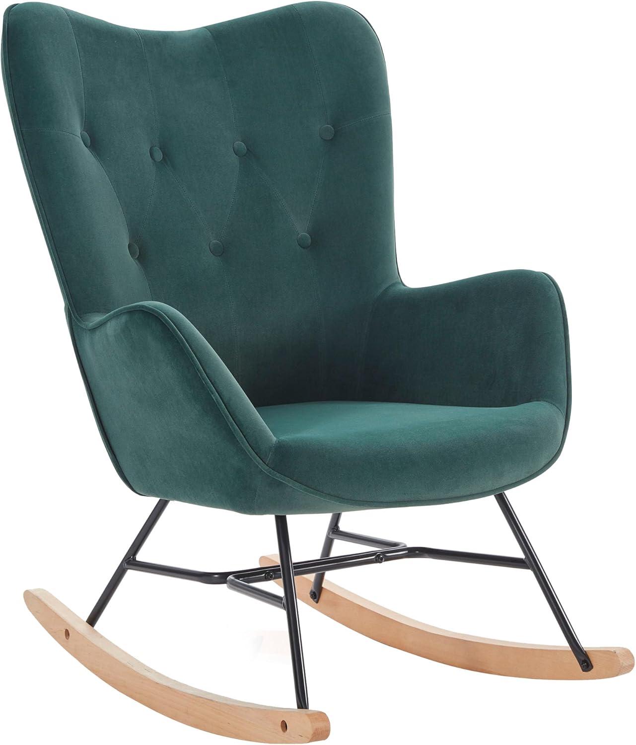 Channel Velvet High Back Arms Rocking Accent Chair