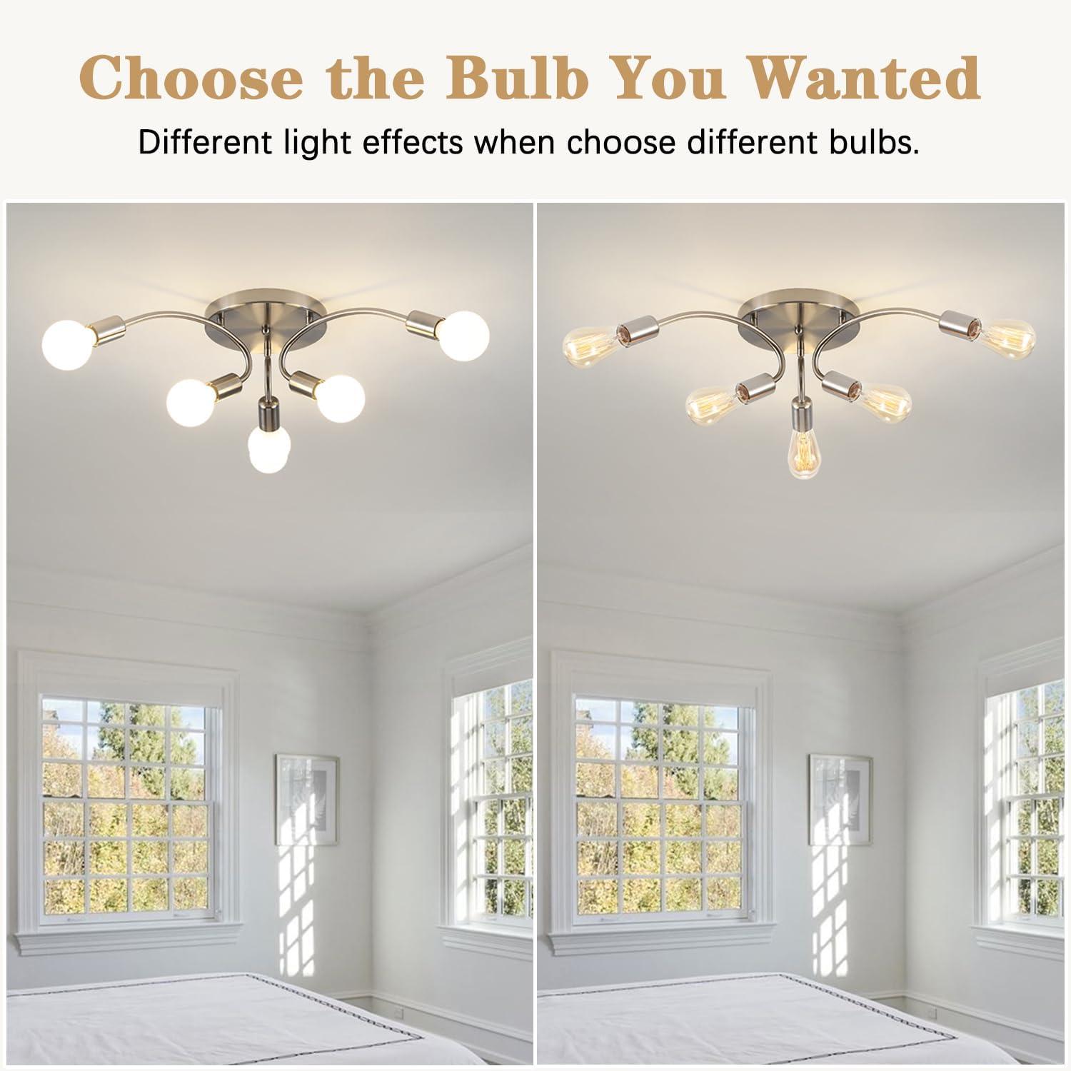 Modern Sputnik Chandeliers, 6-Light Ceiling Light Fixture for Bedroom, Kitchen, Dining Room, Living Room, Black with E26 Bulb Base