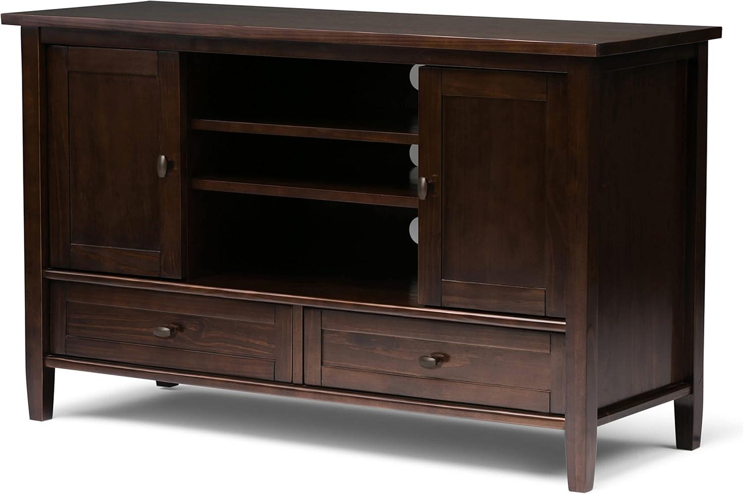 Simpli Home Warm Shaker Wood 47" Transitional TV Media Stand in Tobacco Brown For TVs up to 50"