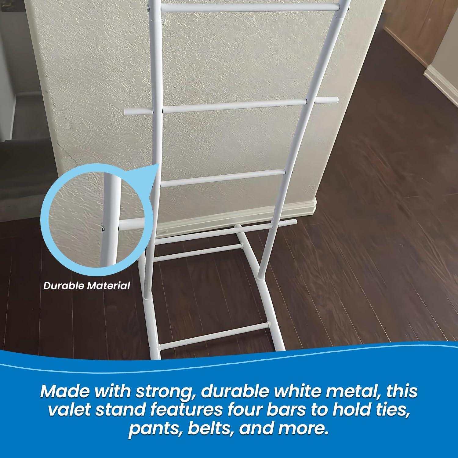 Kings Brand Furniture - Menros Metal Suit Valet Stand, Clothes Rack, White