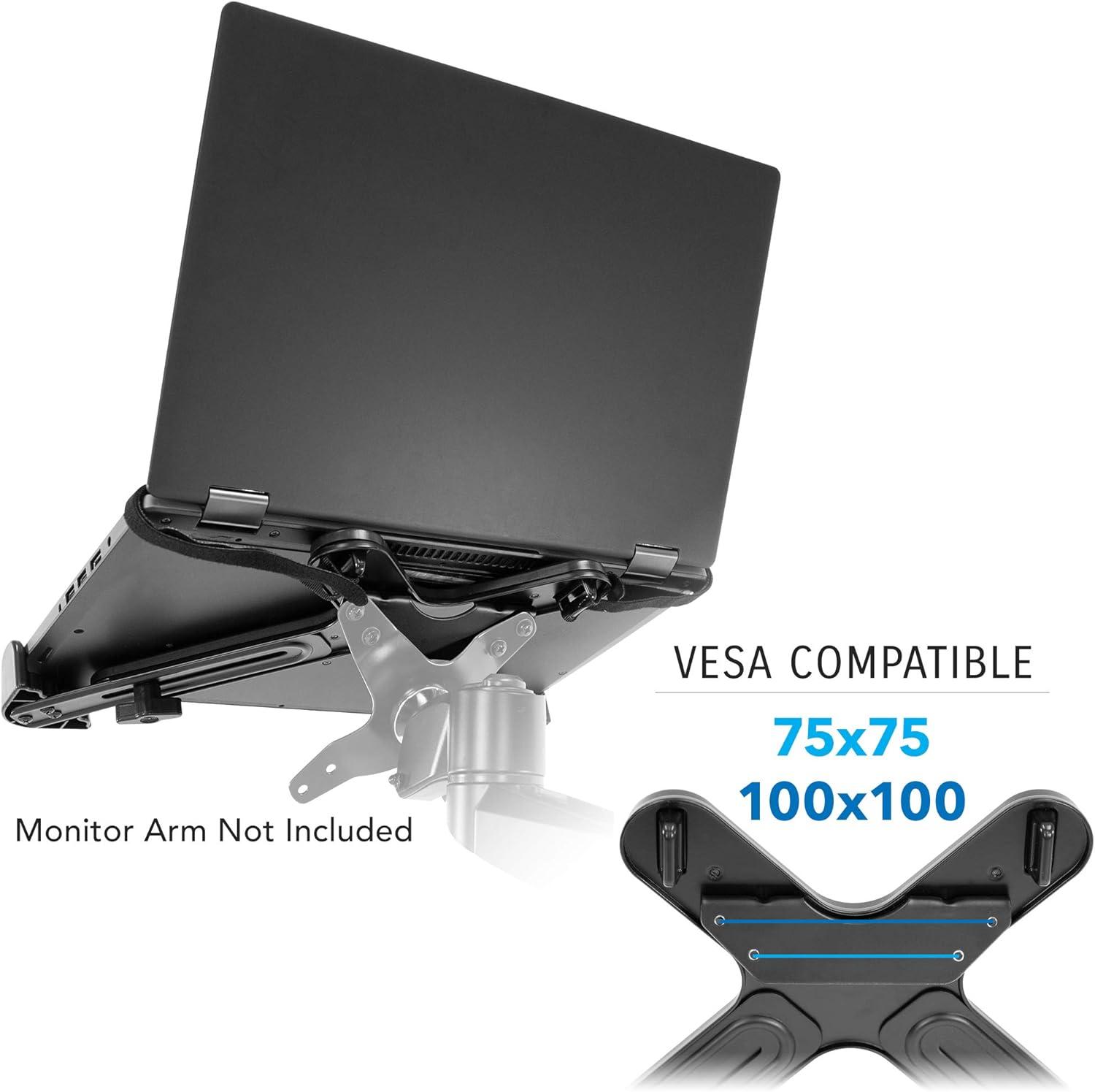 Mount-it Mount-It! VESA Clamp On Laptop Tray Notebook Holder Arm with Safety Strap and Safety Ledge Stopper