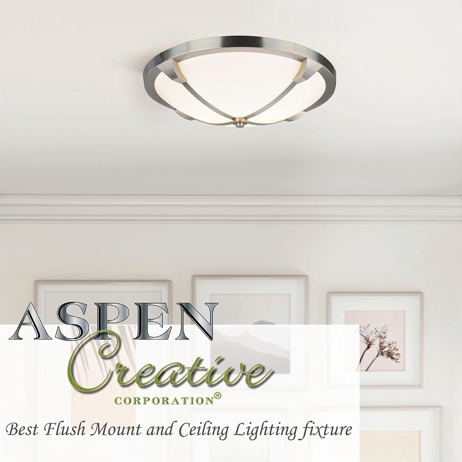 Aspen Creative 63020-11 Three-Light Flush Mount Ceiling Light Fixture, Transitional Design in Brushed Nickel Finish, Wire Shade, 15-3/4" Diameter