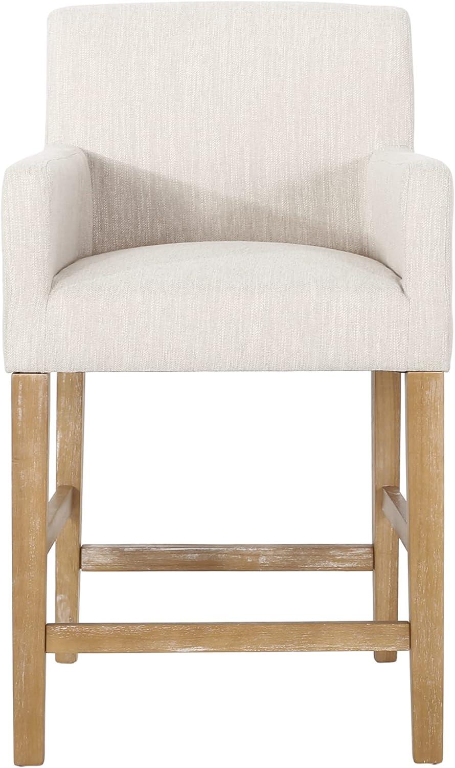 GDF Studio Chaparral Contemporary Fabric Upholstered Wood 26 inch Counter Stools, Set of 2, Beige and Weathered Natural