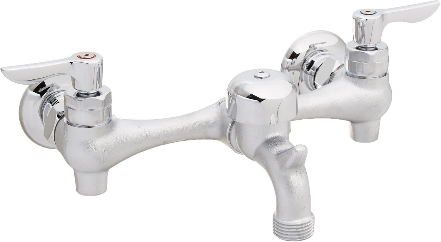 Chrome Wall Mount Utility Faucet with Dual Handles