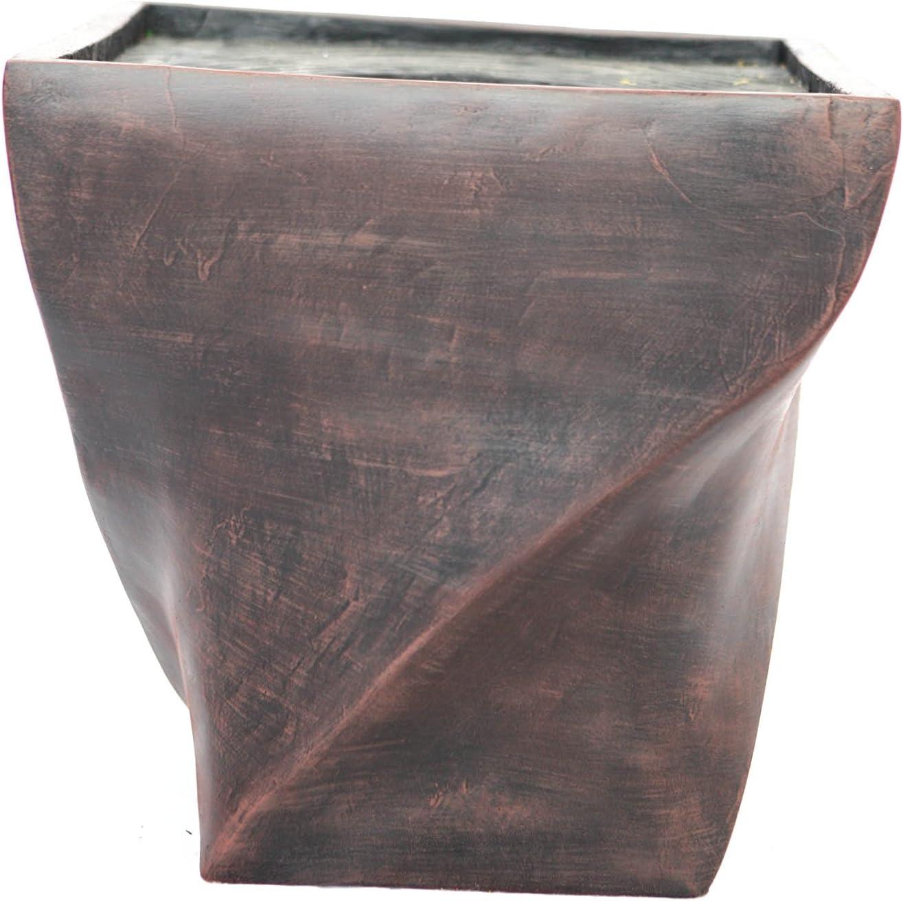 17.5'' Square Black/Bronze Fiberstone Indoor/Outdoor Planter